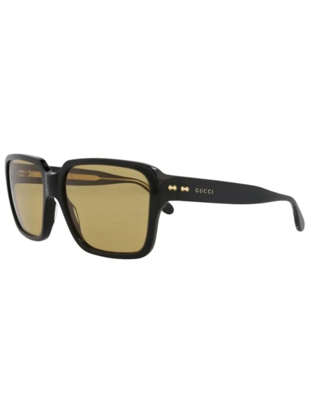New Gucci Mens Square/Rectangle Black Black Yellow Fashion Designer Sunglasses